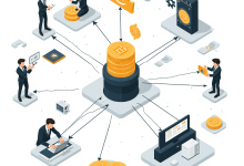 Diagram showing the technical architecture of a stablecoin system with smart contracts, collateral, oracles, and wallets